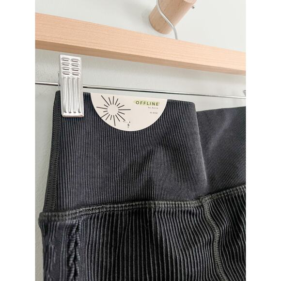 NWT Aerie OFFLINE Seamless Ribbed Cable High Waist Legging 7/8 Washed Black Sz S - Picture 6 of 9